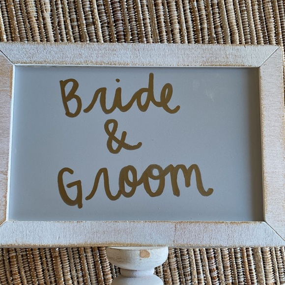 Bride Groom Wedding Decor Wooden Rustic Boho Vintage Table Topper Sogn 8.5” X 5” - Picture 4 of 5